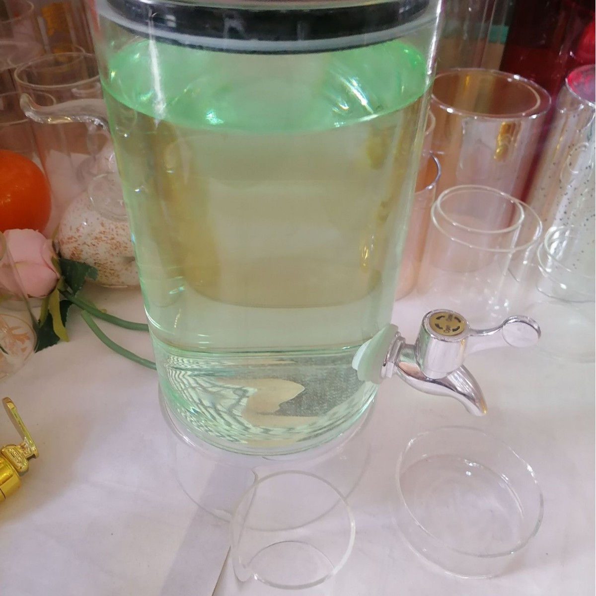 甜品台玻璃果汁罐储物罐带龙头高硼硅耐热酒店自助饮料桶玻璃带盖
