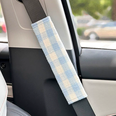 Seat belt shoulder pad Shoulder Paid Car Shoulder Paid - woolen-plaid-shoulder-pads-blue
