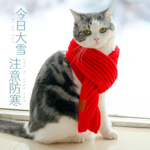 Winter new Christmas pet decoration dog accessories wool knitted scarf warm cat scarf multi-color optional