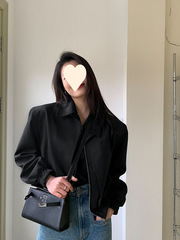 男款夹克外套秋季新款宽松黑色复古百搭上衣假两件感