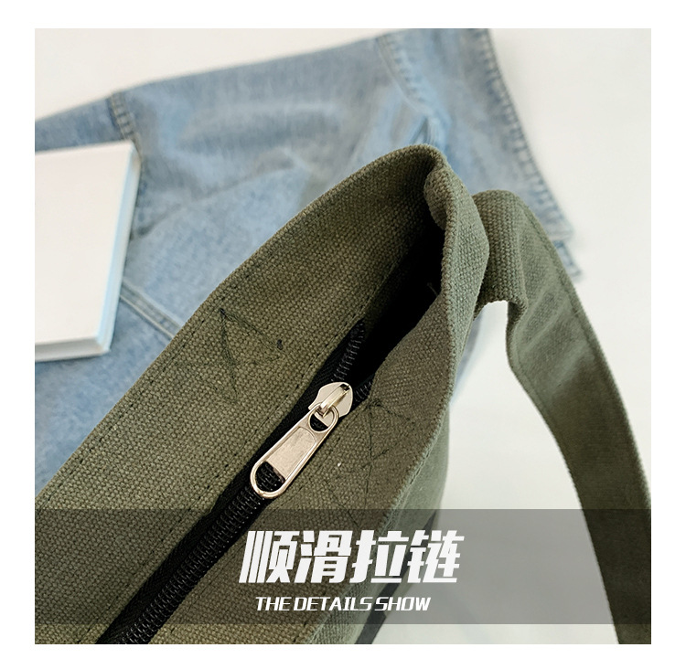 Canvas bag, large-capacity crossbody, ins Korean version student tote bag, single-shoulder girls' tutorial bag, hand-held shopping bag undefined
