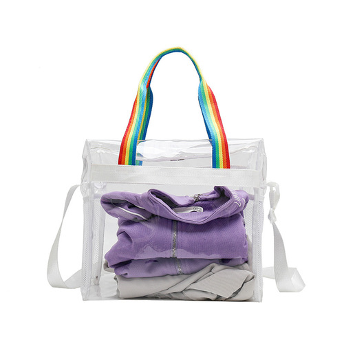 Cross-border Amazon transparent PVC handbag fitness storage bag summer large capacity PVC waterproof swimming beach bag