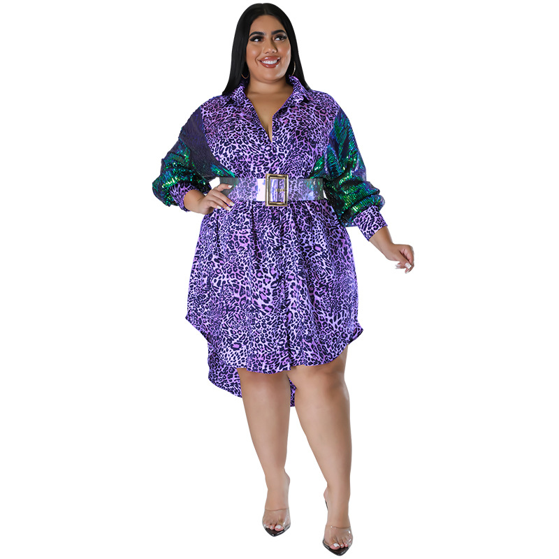 Women's Clothing Leopard Print Long Sleeved Top For Plus Size Women Sequin Detail Long Sleeve For Formal & Casual For Women_ecoleips.com