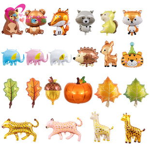 Shape cartoon jungle animal aluminum film ball hedgehog Fox raccoon squirrel balloon Forest party decoration wholesale