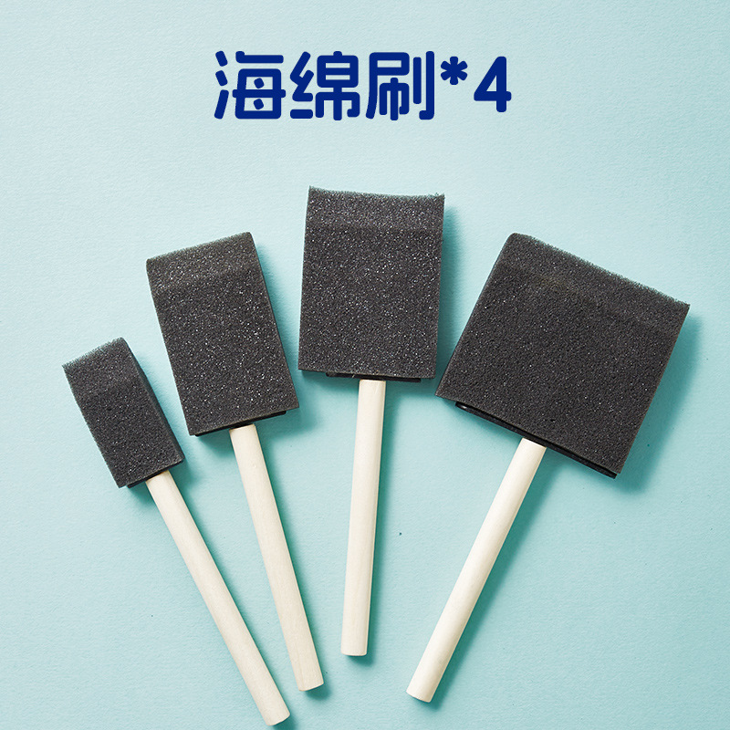 M-10/black sponge brush 4-piece set (2.5/4/5/7cm)