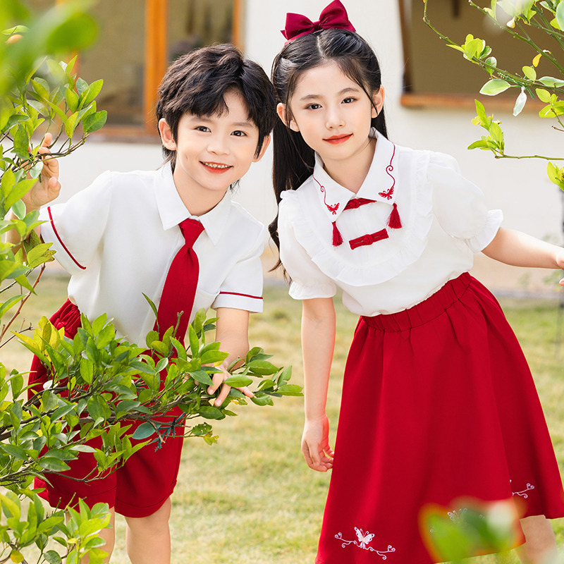 漢服套裝幼兒園園服夏季班服小學生校服純棉班服唐裝六一表演服裝