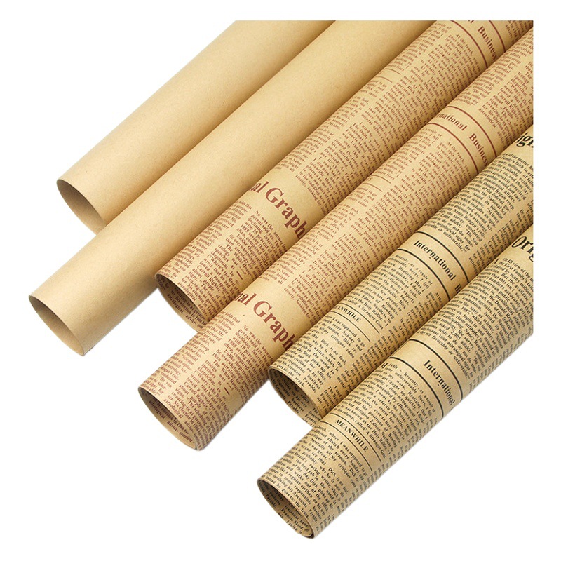 Papel de regalo para flores, papel de fondo vintage, papel kraft, materiales de embalaje para ramos de regalo, papel de regalo estilo periódico inglés, papel para libros