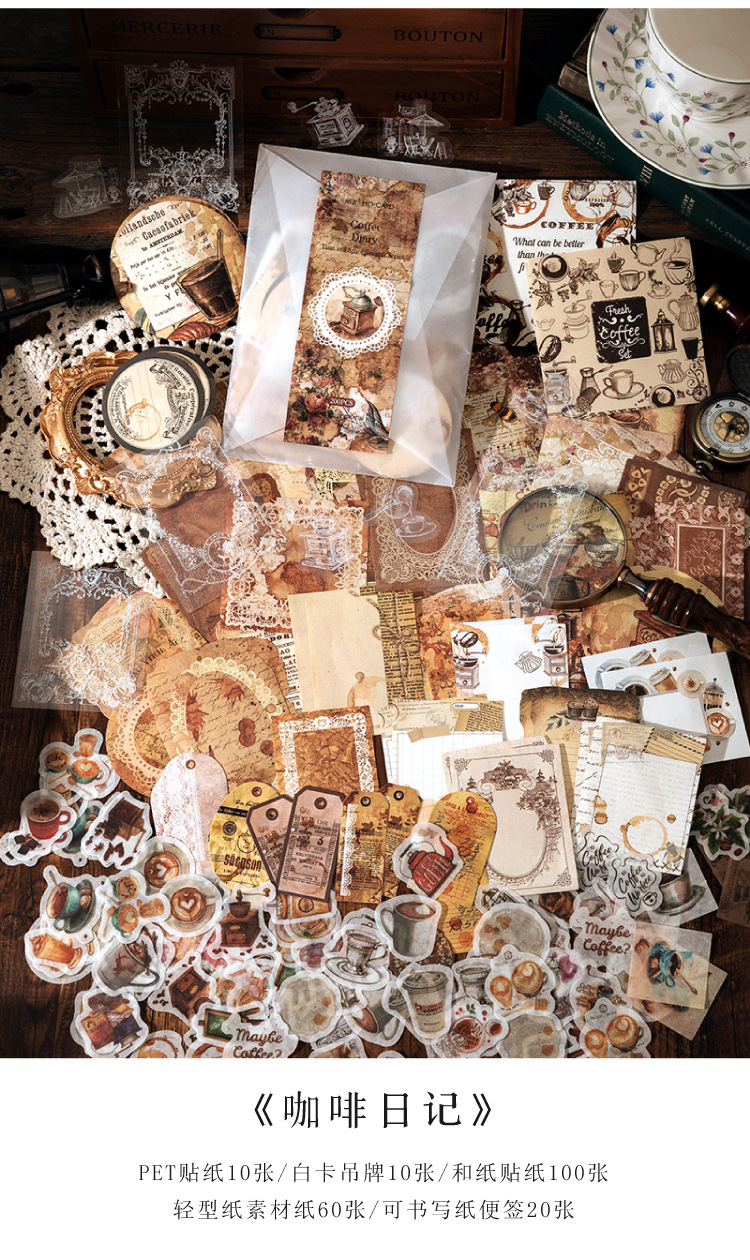 PET Material 1 Set Letter Class Learning Pet Vintage Style Stickers