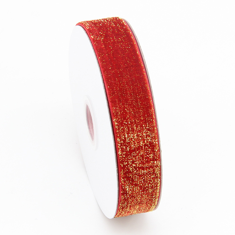 Para cinta de terciopelo de oro transfronterizo estampado 3.8cm regalo de vacaciones regalo caja de regalo embalaje decoración cinta de terciopelo de oro