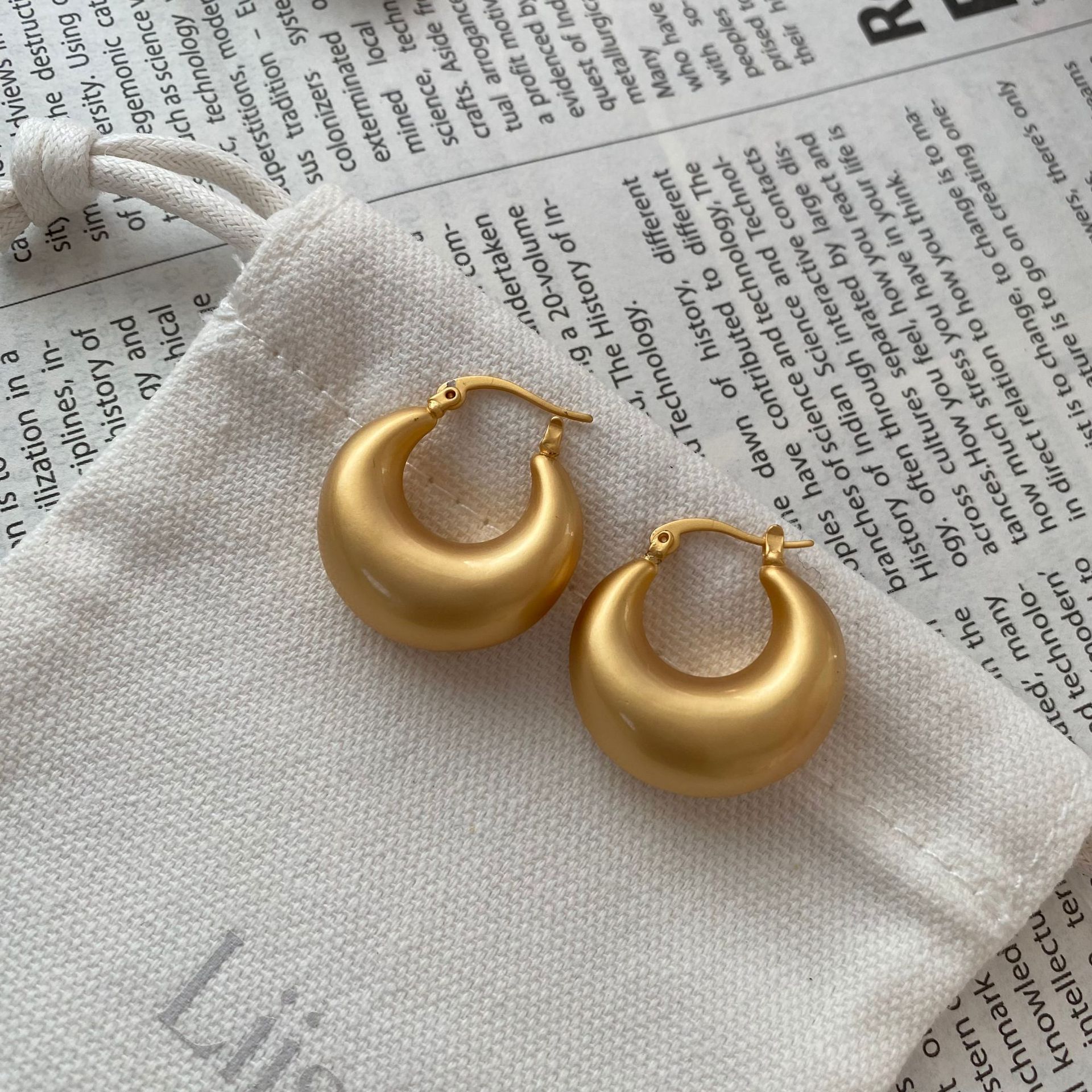 Sophisticated small design retro matte earrings