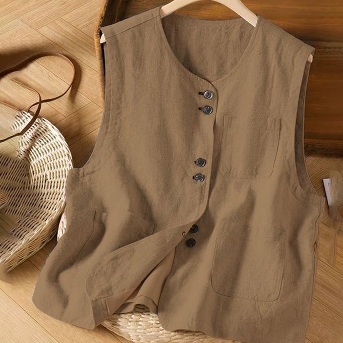 Artistic Cotton and Linen Vest Women's Summer Short Sleeveless Vest Vest Vest Casual Loose Women's Waistcoat