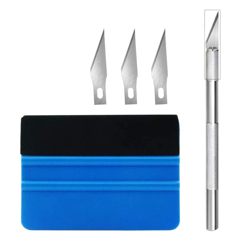 7-pieza de doble cara de la película del coche raspado kit de herramientas de plástico suave raspado material de aleación de aluminio herramienta de talla