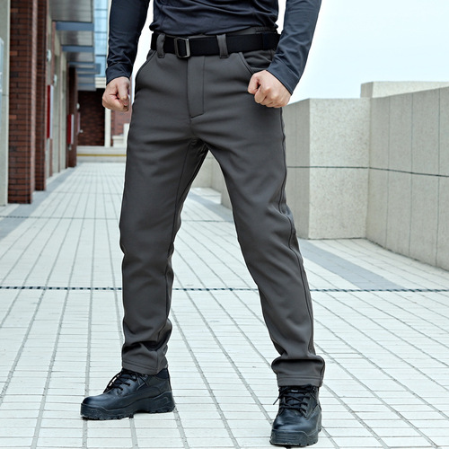 Autumn/Winter Shark Skin Cold Blade Soft Shell Pants for Men, Casual Commuting, Padded, Military Lovers, Thick Warm Long Pants