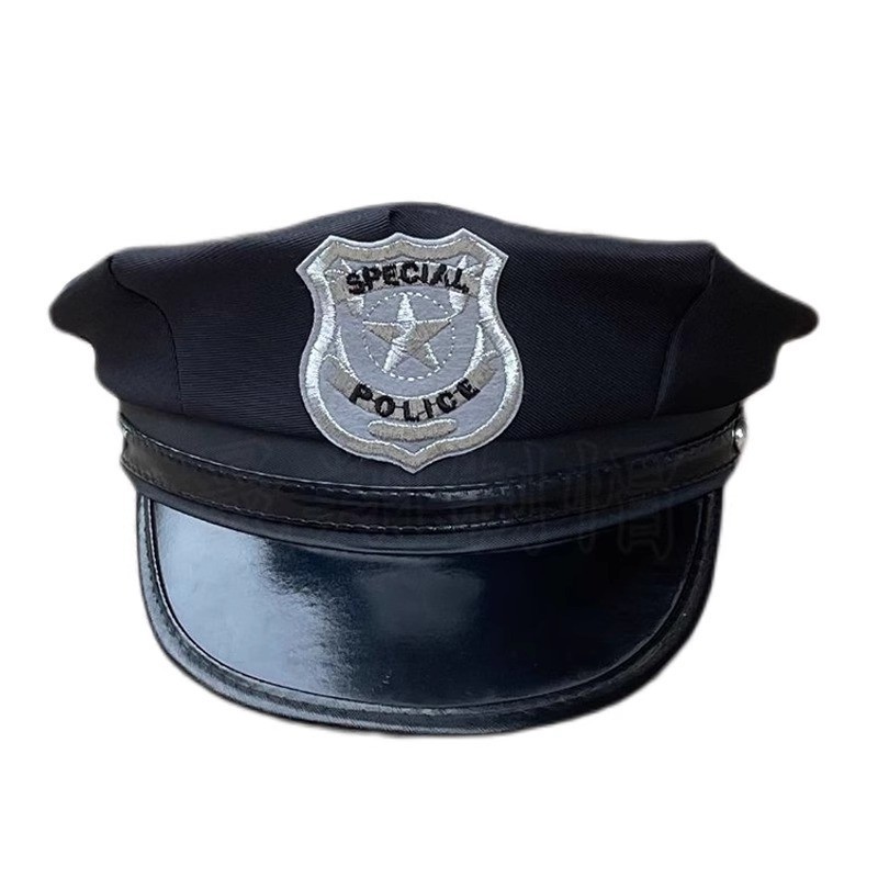Adult police cap, flat-top hat, costume accessory for performances, cross-border role-playing, police hat for Halloween performances