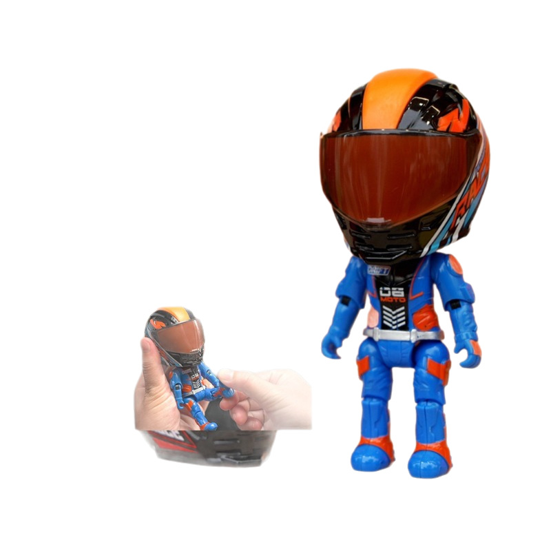 Casco de aleación deformable maniquí motociclista robot juguete locomotora modelo de locomotora de carreras adornos para niños