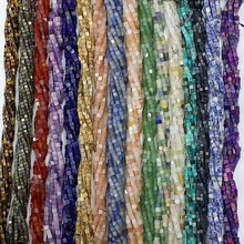 厂家批发多种天然石方块正方形方粒散珠半成品长链DIY饰品配件