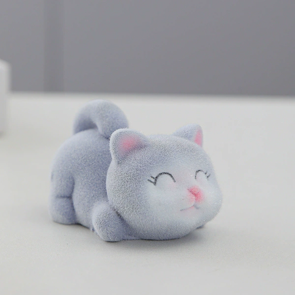 Gray cute cat - squinting and smiling