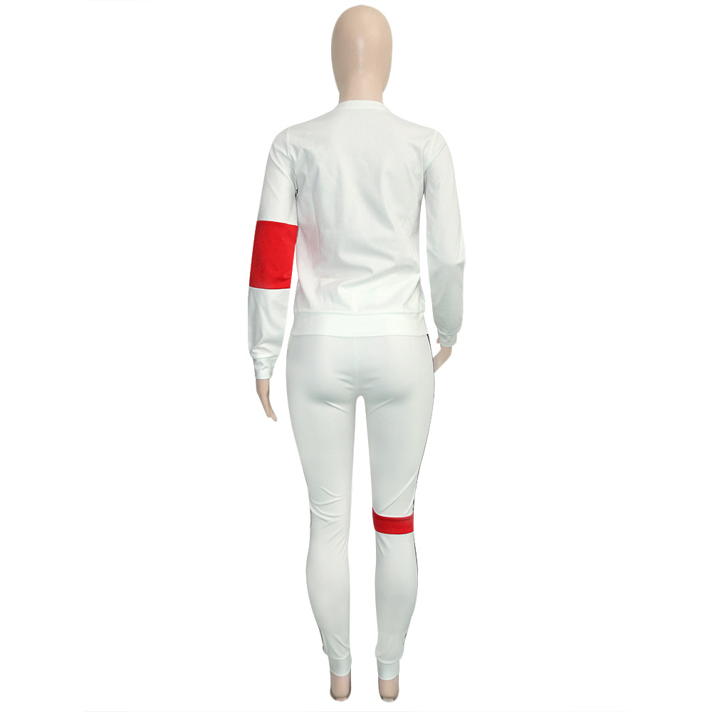 Women Clothing Sweater Patchwork Stripes Suit Sports Long Sleeve Casual Women Clothing