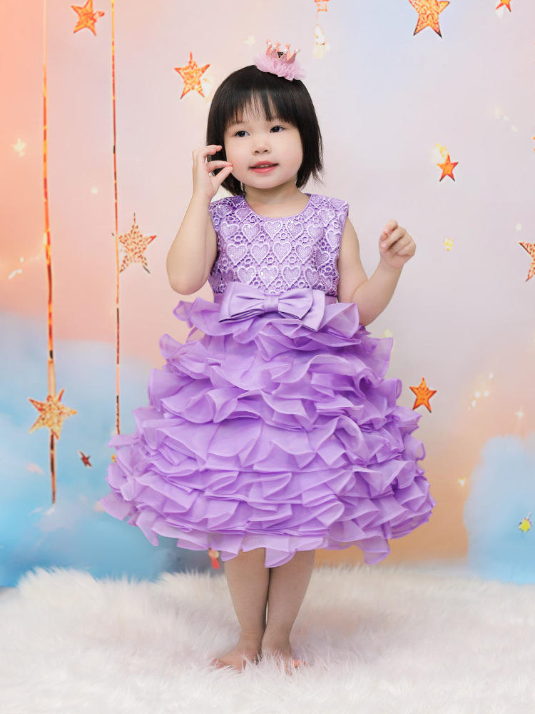 Vestido infantil sin mangas vestido de princesa amor de encaje vestido de fiesta vestido de niña pequeña