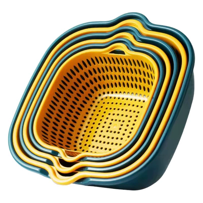 Прямые поставки с фабрики утолщенная двухслойная корзина для слива из шести предметов кухонная Многофункциональная Корзина Для Мытья фруктов корзина для слива