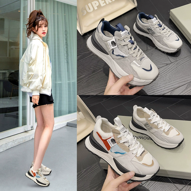 Новые женские кроссовки на толстой подошве 2022 года, универсальные повседневные, популярные, в стиле «папиных» кроссовок, весенне-осенние, модные студенческие туфли