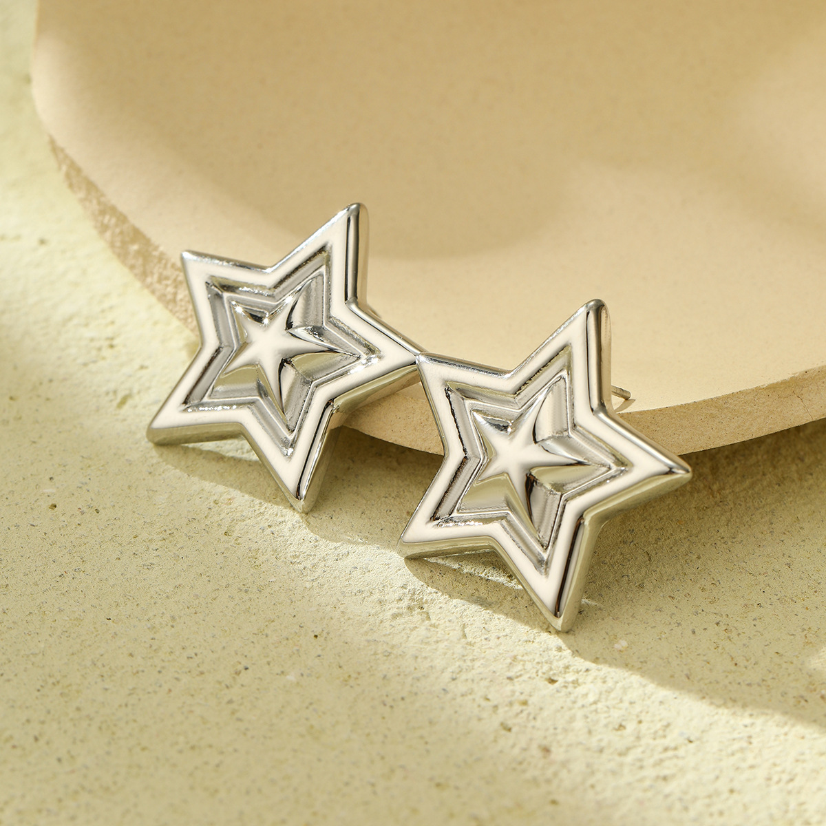 15g Weight 316L Stainless Steel Ear Needle Material Ear Studs Classification 1 Pair Quantity Daily Occasion 304 Stainless Steel Material Triangle, Star, Heart Shape Pattern Women's Gender Simple Style Style Plating Craft 304 Stainless Steel Triangle Star Heart Shape Simple Style Ear Studs For Women's 7