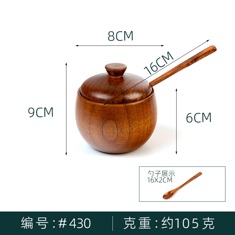 Tarro de condimento de madera de azufaifo retro chino caja de condimento Tarro de sal de cocina doméstica de madera maciza con tapa Tarro de almacenamiento de condimentos