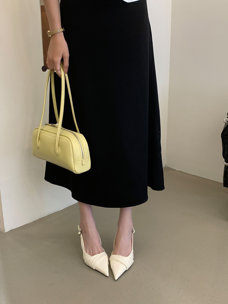 Gentle Design! Creamy White Pointed-toe Ruched High-heeled For Women, 2026 Spring Backless Single Shoes_vogvips.com