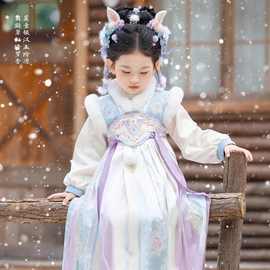 2026新款汉服女童冬款古风襦裙儿童仙气小女孩国风加绒拜年服连衣