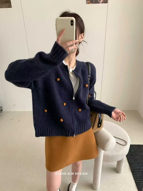 苏珊 高级感软糯开衫毛衣女秋冬2025新款宽松休闲慵懒风上衣26799|undefined