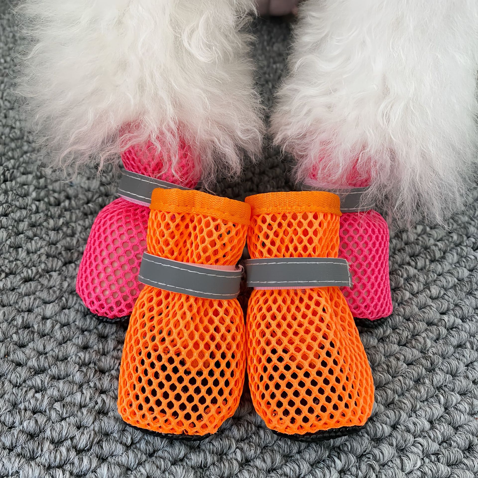 오렌지 메쉬 슈즈