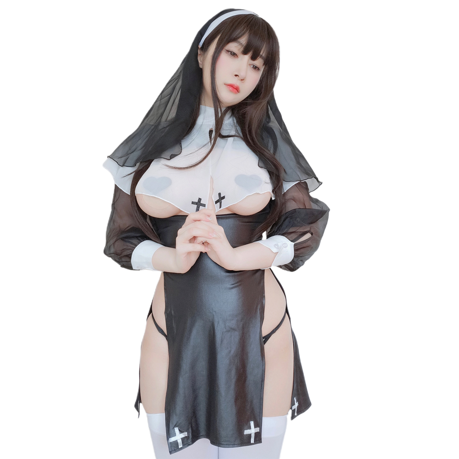 New sexy lingerie sexy role-playing nun uniform cosplay combat hollow dress suit Wansheng