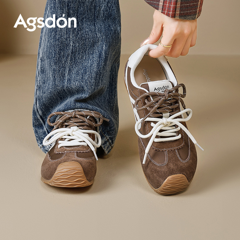 Augu Shi Deng marrón zapatos de entrenamiento para mujeres 2025 nuevo otoño invierno grueso zapatos de skate retro ballet Gump zapatos deportivos