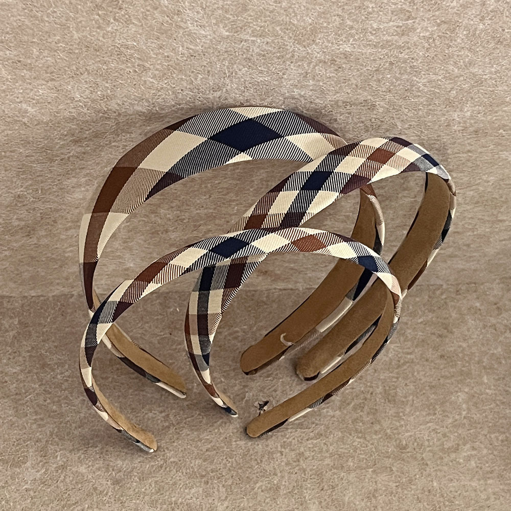 Classic Khaki Plaid Headband, Retro British Style Headband, High-End Hair Clip, Versatile Hair Accessory