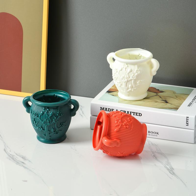 Jarrón decorativo de plástico estilo nórdico, resistente a caídas
