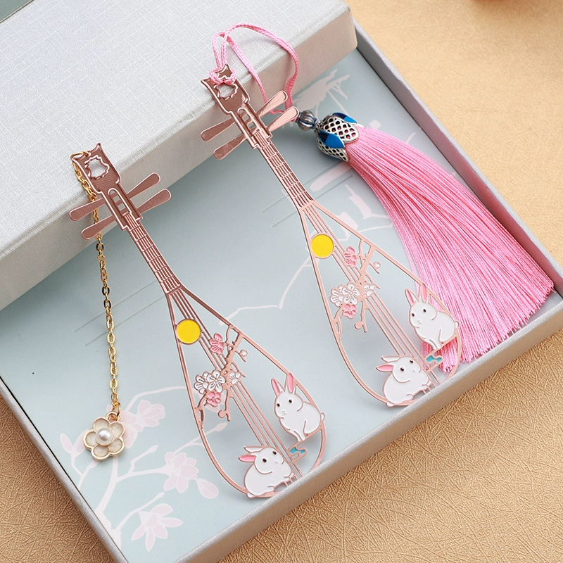 Цветение сливы с двумя кроликами на языке пипа удачи металлическая закладка в китайском стиле