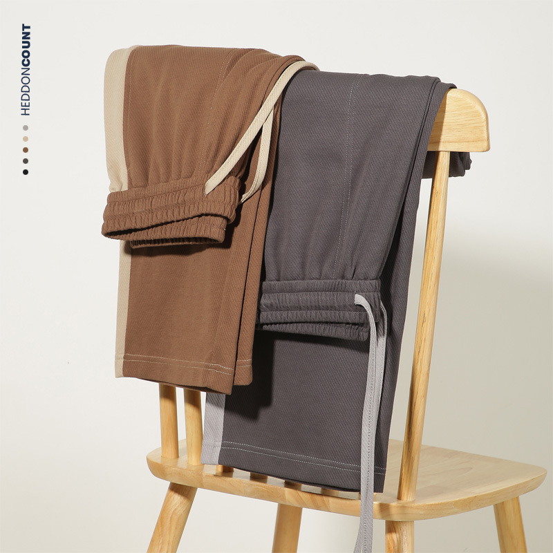 Men's Clothing 2024 spring and summer new thin trousers breathable color matching loose sports pants drape men's straight trousers_voghion.com