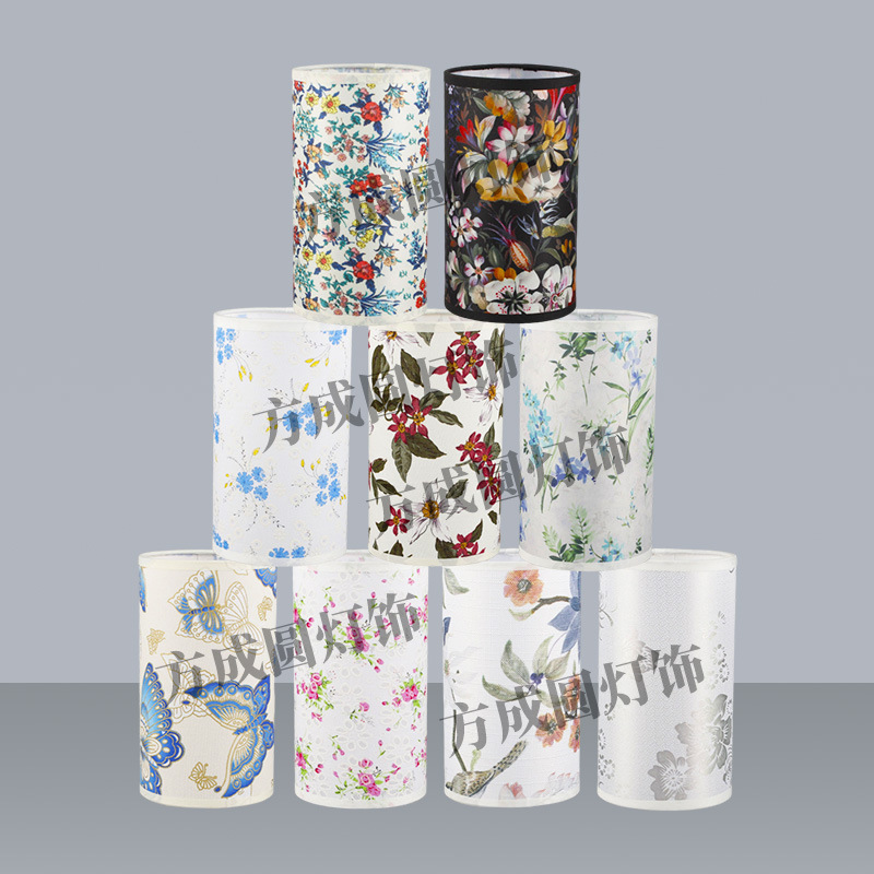 Lámpara de mesa de tela, pantalla de lámpara, estilo antiguo chino, patrón de impresión floral, tela, lámpara de cabecera de dormitorio, carcasa de pantalla de lámpara