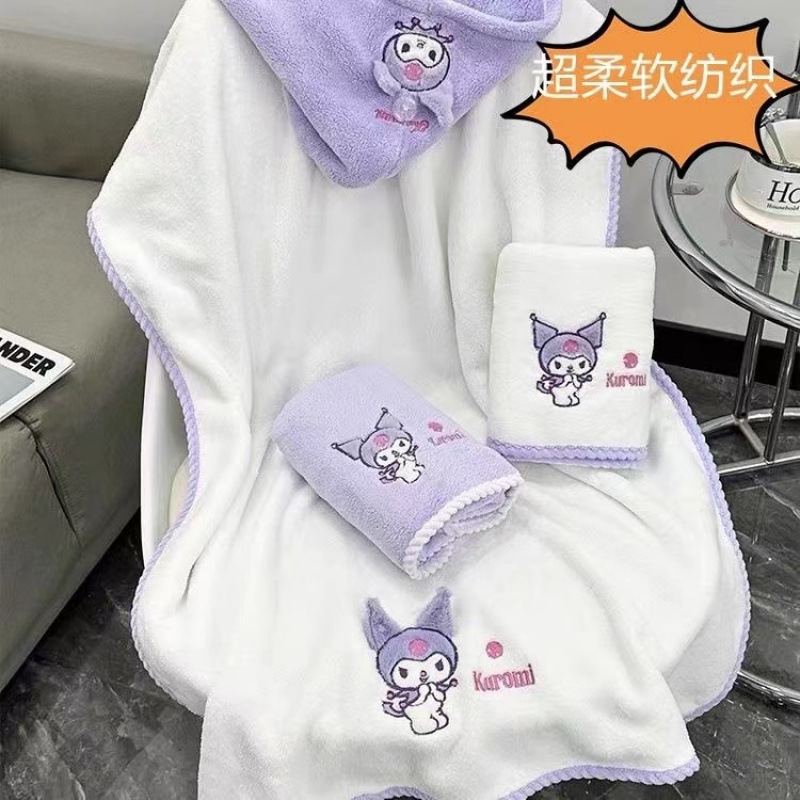 ins クロミ バスタオル 3枚セット 漫画刺繍 吸水性 糸くずの出ない 学生 かわいい 女性 入浴速乾ラップ|undefined