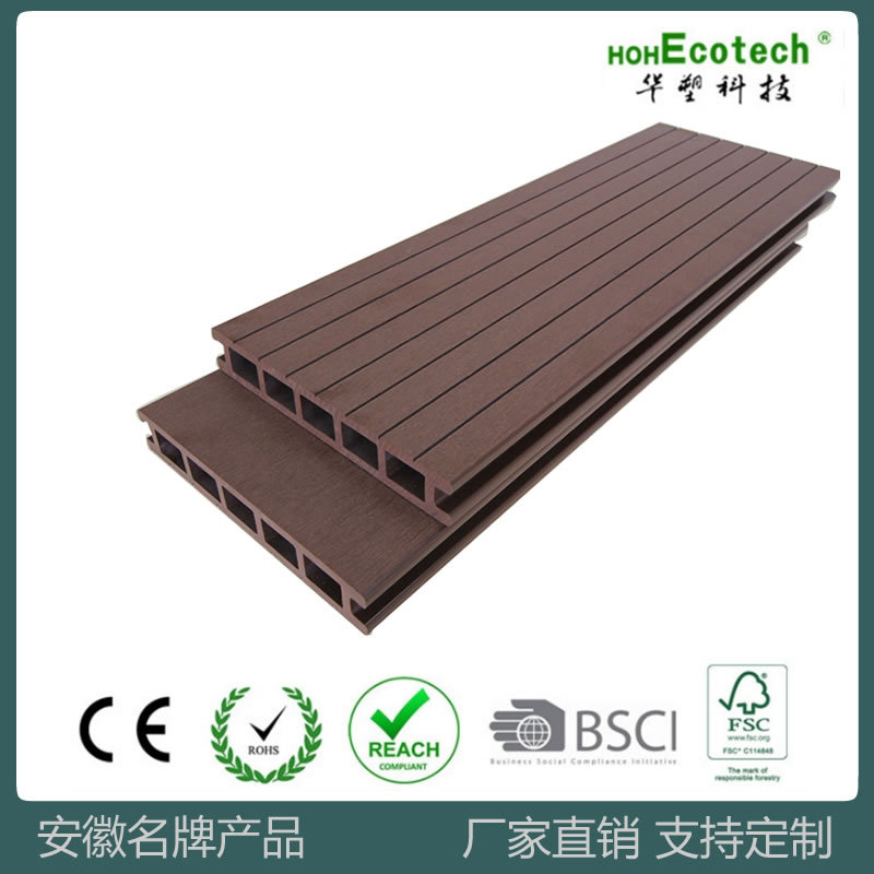 Fábrica de piso de plástico de madera al aire libre agujero cuadrado plástico piso de madera jardín decoración 160*25 placa anticorrosión ecológica madera