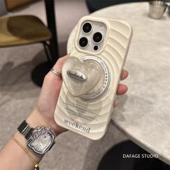 クリーム白磁気吸引愛スタンドはiphone16 promaxリンゴ14携帯ケース15新型16転倒防止に適用されている