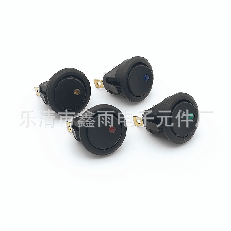 船型开关上园下方 猫眼12V 24V 220V 16A 20A 红 绿 蓝 黄LED灯