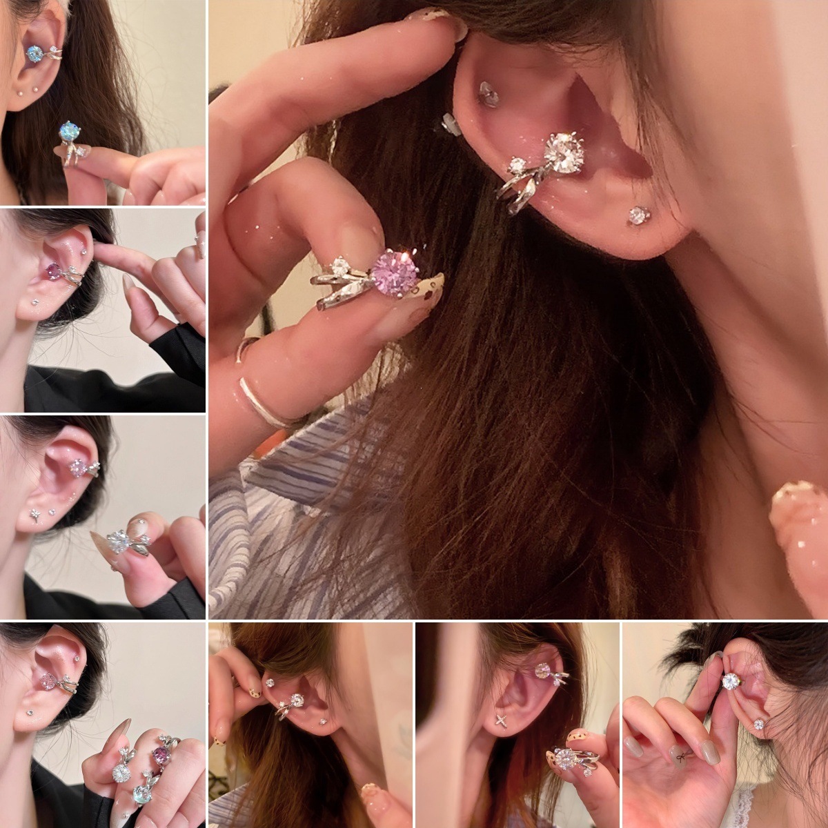 Painless Elf Ears! Makes Your Face Look Smaller! Won'T Fall Off! Super Shiny! Non-Pierced Ear Cuffs with Small Bulb-Shaped Zirconia Ear Clips