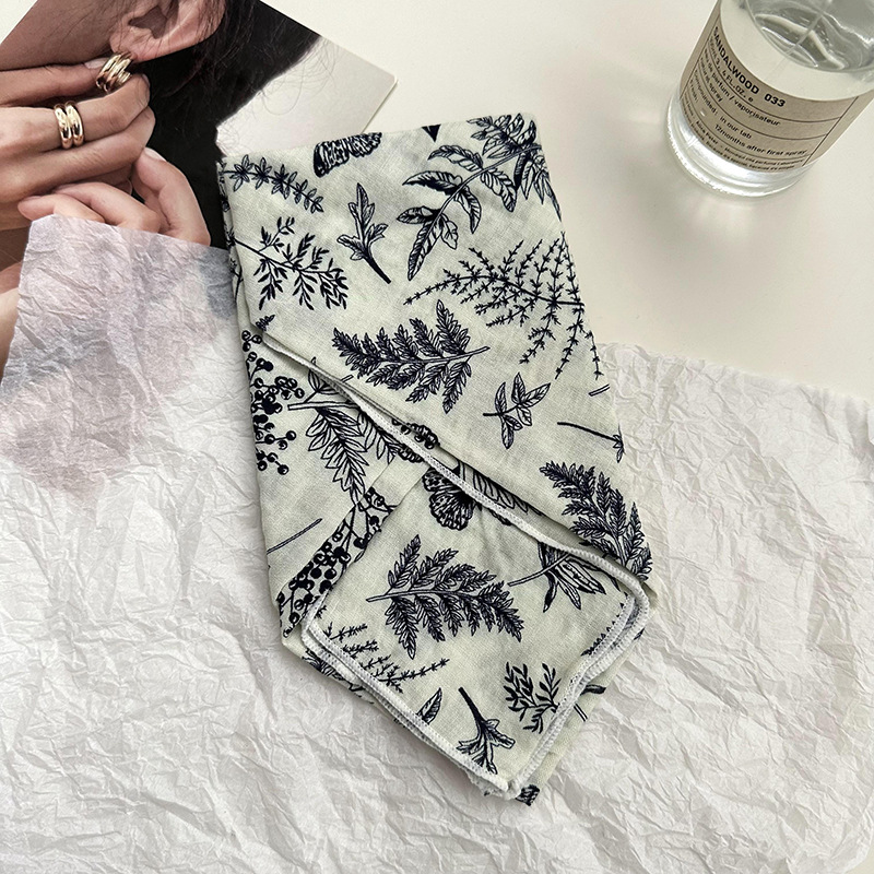 55 bufanda de seda, cinturón para el cabello, algodón y lino, bufanda cuadrada pequeña, arte coreano, moda de todo fósforo, primavera y otoño, nueva bufanda de temperamento, bufanda
