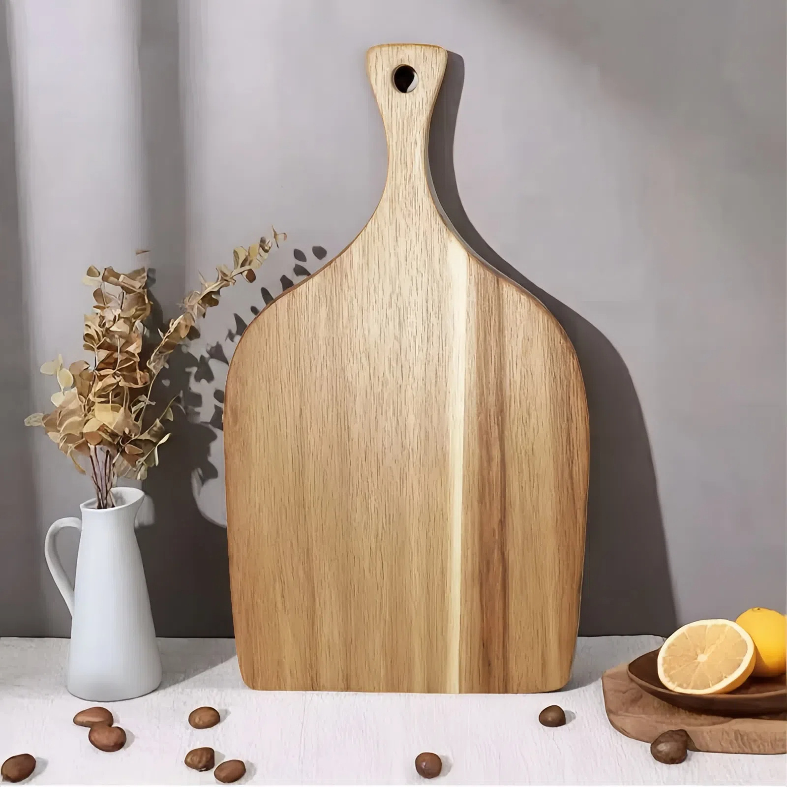 Cross-Border Acacia Wood Tray for Home Use, Living Room Fruit and Bread Storage Tray, Kitchen Fruit and Vegetable Wooden Cutting Board