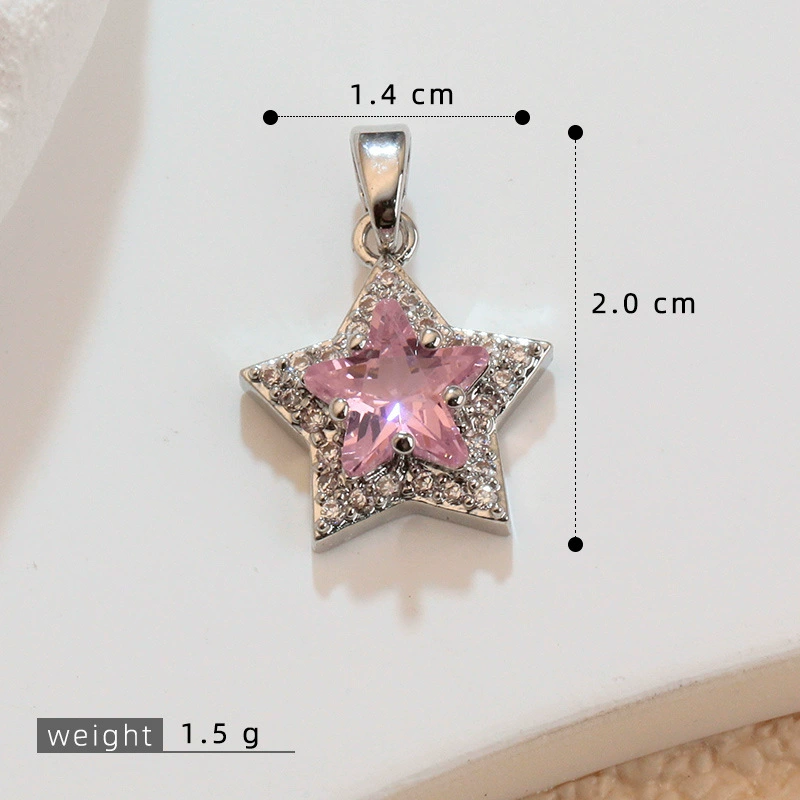 Серебренное подвесное ожерелье с звездой (18 карат) с микропаве камнями,DIY элегантный минималистичный аксессуар