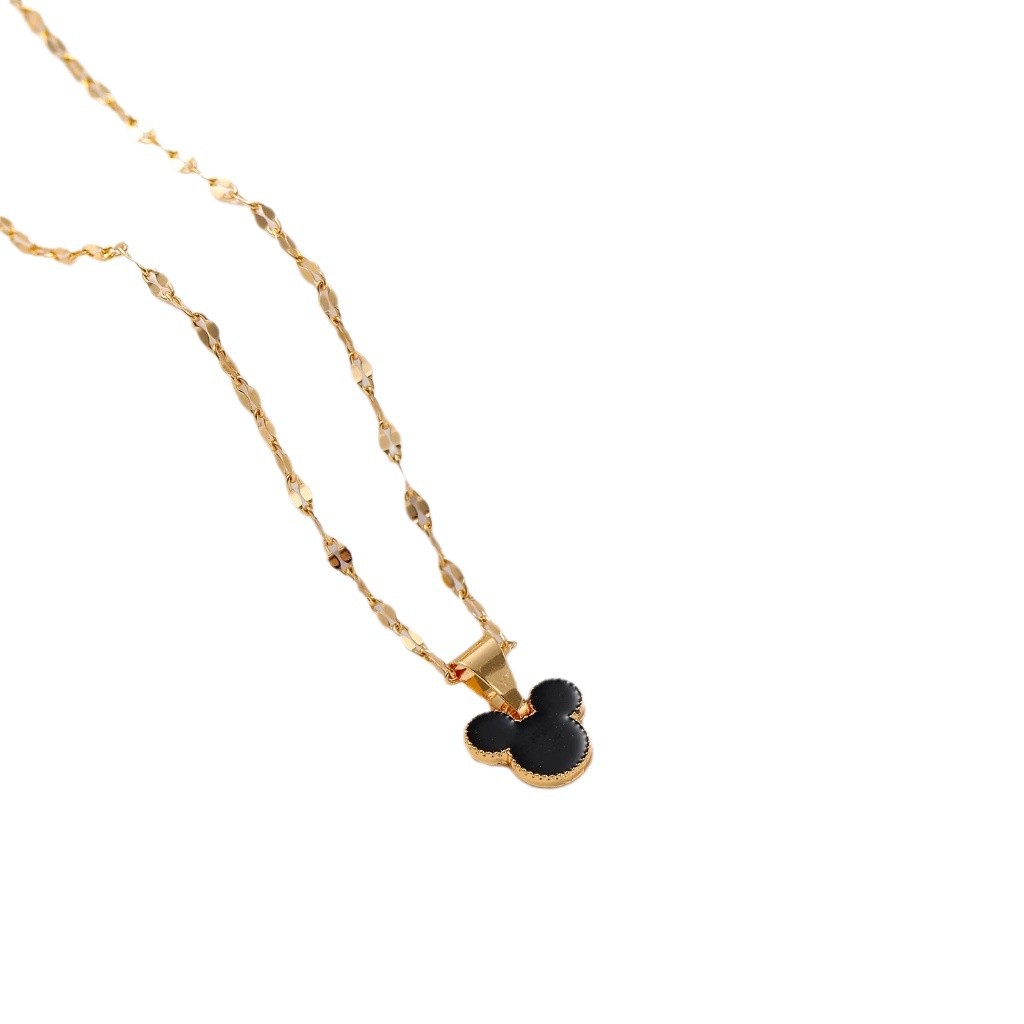 Ventas transfronterizas calientes de pendientes Mickey collar conjunto de joyería cobre chapado en oro goteo de aceite pendientes de Mickey ratón joyería al por mayor
