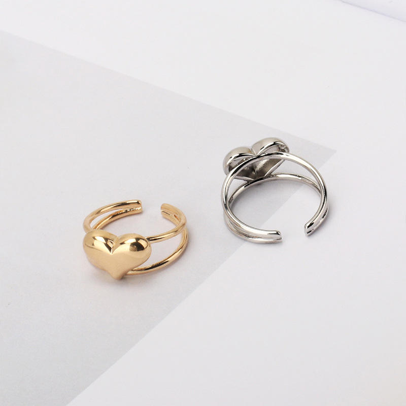 3g Weight Women'S Gender Gold, Silver Color Simple Heart Alloy Open Ring Wholesale 1