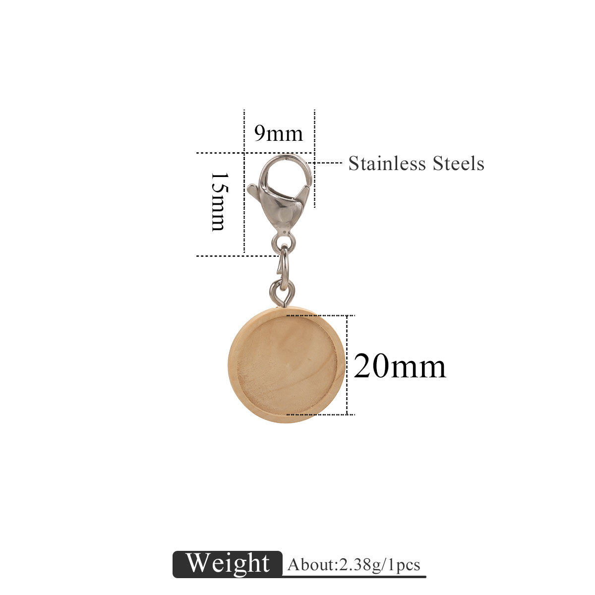 Base de madera redonda + ojo de oveja + anillo abierto + 15 joyería de joyería de llavero de joyería de joyería