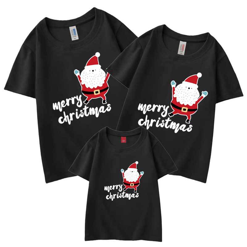Camiseta venta al por mayor verano inglés Santa Claus auto-producido y auto-vendido algodón refinado padre-hijo Clase de ropa venta rápida niños de manga corta cuello redondo